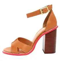 Kelsi Dagger Barcelona Cognac Ankle Strap High Heel Sandals