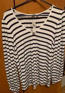 NWT Gap Stripe Shirred Lantern Sleeve Swing Top