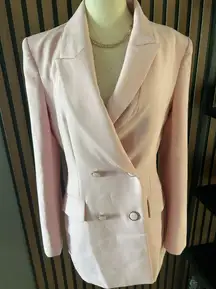 Zara light pink blazer size small with shoulder pads classy stylish long style