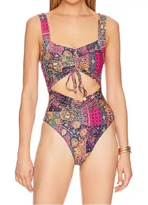 NWOT Revolve House‎ of Harlow One Piece Bathing Suit Patchwork Multicolor XS