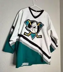 Vintage CCM Center Ice Anaheim Mighty Ducks NHL Jersey Fight Strap Men's XL 50