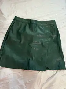 Green Crossover Leather Skirt