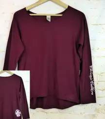 Chronic Clothing Chronic Cellars Shirt Women M Burgundy LS Graphic Logo Skull