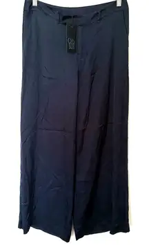NWT Chaser Navy Silk Wide Leg Lightweight Unlined Flowing Pants Sz S