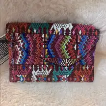 Unique Batik Multicolor Geometric Embroidered Handmade Clutch