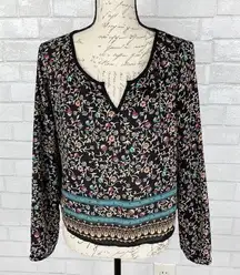 Lush Clothing Lush Black Colorful Floral Blouse Size Small