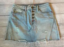 Free People Distressed Denim Mini Skirt