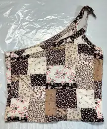 Y2K Halter One Shoulder Bandana Patchwork Top Sz XL