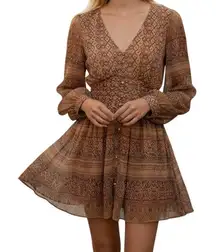 HOUSE OF HARLOW‎ 1960 Shona Joy Mini Dress Metallic Smocked Pink & Tan NWOT XS