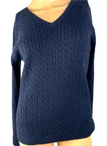 EP PRO GOLF‎ Women's Black Cable Knit V-Neck Sweater Sz M pullover