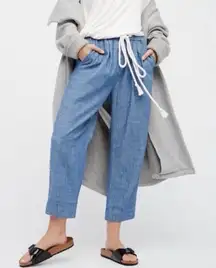 Free People Everyday Chambray Pull On Cropped Pants Size S Boho Coastal Cottage
