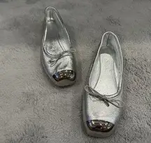 Alexander McQueen Punk Metallic Ballet Flats in Silver EU 38 STORE MODEL