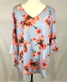 Light blue floral backless oversized top size medium