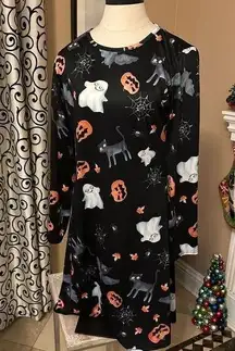 None Halloween pumpkin ghost cat medium dress