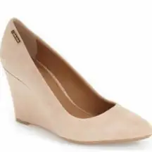 Calvin Klein Shoes Womens 9.0  Beige Celeste Wedge Pump Suede Slip On Casual