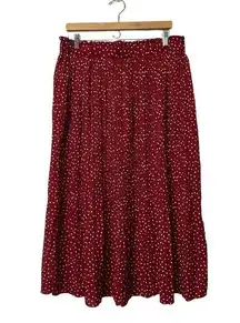 Exlura Midi Skirt High Waist Swing Pleated Red Polka Dot Women's Sz 2XL