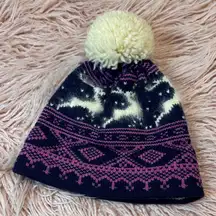 LAST CALL! SALE CLEARANCE Vintage White Stag Navy and Pink Knit Hat with Cream P