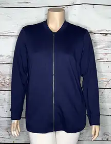 Isaac Mizrahi Live! Essentials Size XL Navy Blue Zip Up Knit Jacket w/ Pockets