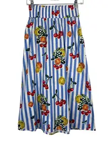 Show Me Your Mumu Fruit Basket Plaza Blue Striped Pull On Midi Skirt SZ XS