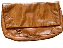 ROOTS brown Leather Clutch bag Made In Canada