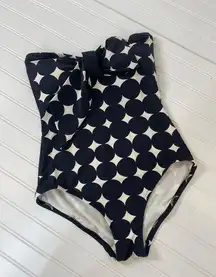 Kate Spade Bathing Suit Black & White Circle Strapless 1-PC Swimsuit Size XS