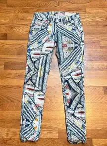 Rag&Bone Women’s 27 Blue Surf Knit Print Jean Legging Skinny Jeans Tropical Fun