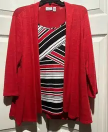 Kim Rogers red and black dress my blouse. Large.