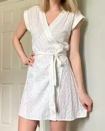 Frame Eyelet Wrap Dress with Waist Tie