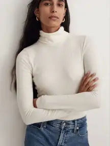 Madewell Antique Cream Ribbed Turtleneck Top