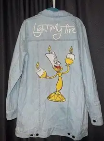 MINKPINK  Disney Blue Yellow Light My Fire Lumiere Jean Jacket Medium