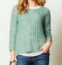 Knitted and Knotted Green Sunstich Sweater With Silver Sequins XS