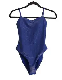 AQUA Swim Shimmer Square Neck One Piece Swimsuit Sapphire (Blue) XS New