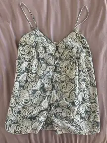 Y2K Blue and White Paisley Top