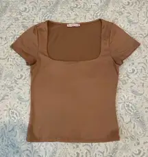 Square Neckline Brown Top