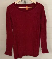 Red Sweater knit velour super soft xl wine red festive NEW