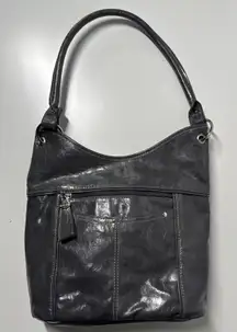 Rosetti Shoulder Bag Gray Faux Leather Large Hobo Purse with Front Zip Pocket‎