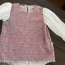 ZARA Combined Contrasting Tweed
Top With Poplin Sleeves size-XS