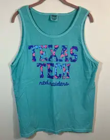 Comfort Colors Aqua Purple Floral Texas Tech Tank Top Medium.