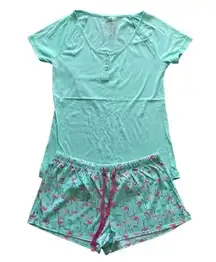 Joe Boxer Two Set Short Sleeves  Short Bottoms Novelty Flamingo Print M # 1750