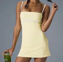 Alo Yoga Airbrush Streamlined Dress Lemon Ice/White   S