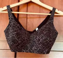 Lululemon Like Nothing Bra Lacescape Spanish Rose Black Wireless Size 32DD NEW