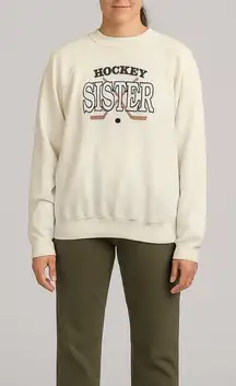Vintage Hockey Sister White Crewneck Sweatshirt Size Large