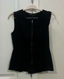 BCBGMaxazria Black Zip Up Peplum Top Size Medium