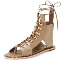 Ivy Kirzhner Skylar Studded Leather Lace-Up Sandal Truffle Tie Up Gladiator