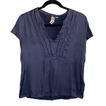 Dolan Blue Blouse XS Cap Sleeve V-Neck Boho Minimalist