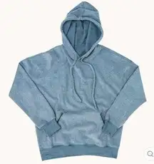 Soft serve Teal Blue Reverse Fleece Organic Cloud Cotton Pullover Hoodie Size XS