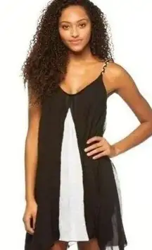 ELAN Coverup Slip Pullover Dress Black White Color Block Large