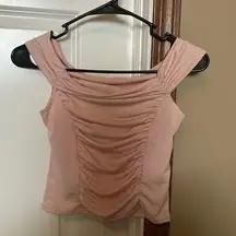 Urban Outfitters pink off shoulder ruched top