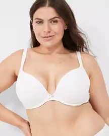 New  Cacique Cotton Boost Plunge Bra In White Size 38DD