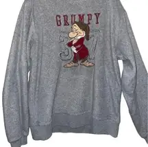 Disney Grumpy Snow White  StoreSweatshirt Size S Gray Crewneck Vintage